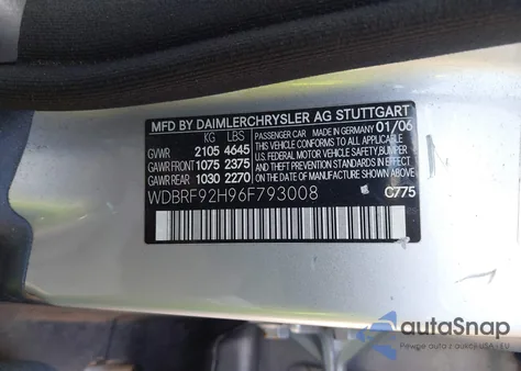 2006 Mercedes-Benz C 280 Luxury 4Matic z USA, uszkodzony, nr VIN WDBRF92H96F793008